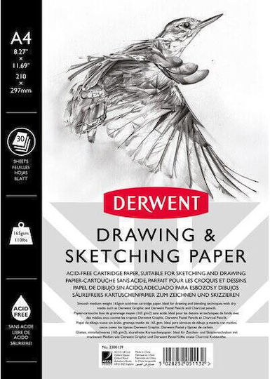 Derwent Skizzenzeichnung Block Derwent Professionell A4 Spiralbindung 30 Blätter 165gsm Weiße Papier
