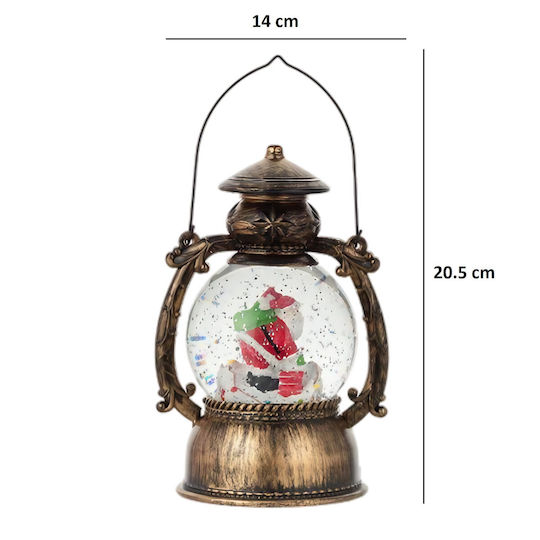Decorativă Iluminată Lanternă de Crăciun cu Moș Crăciun pe Baterii 14x11x20.5cm
