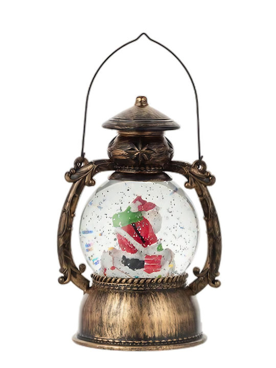 Decorativă Iluminată Lanternă de Crăciun cu Moș Crăciun pe Baterii 14x11x20.5cm