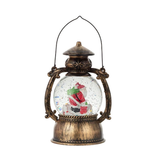 Decorativă Iluminată Lanternă de Crăciun cu Moș Crăciun pe Baterii 14x11x20.5cm