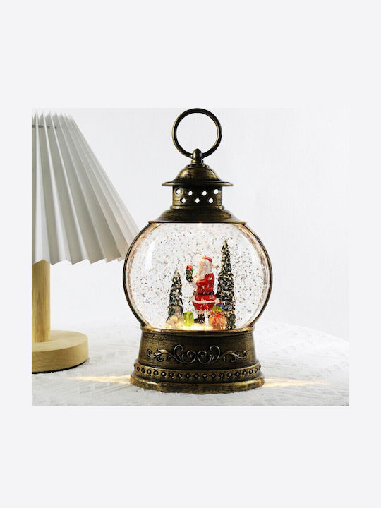 Decoratiune Iluminată Lanternă De Crăciun Cu Moș Crăciun Baterie 13x8x21cm