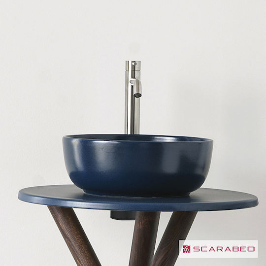 Scarabeo Επικαθήμενος Νιπτήρας Πορσελάνης 33x33cm Μπλε