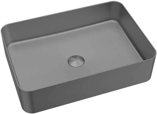 Karag Επικαθήμενος Νιπτήρας Πορσελάνης 50x35x12cm Gun Metal