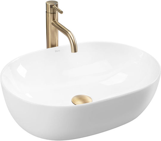 Rea Επικαθήμενος Νιπτήρας Κεραμικός 49x35x14cm Λευκός