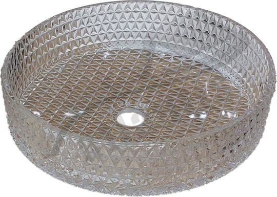 Tema Επικαθήμενος Νιπτήρας Γυάλινος 40x40x11cm Λευκός