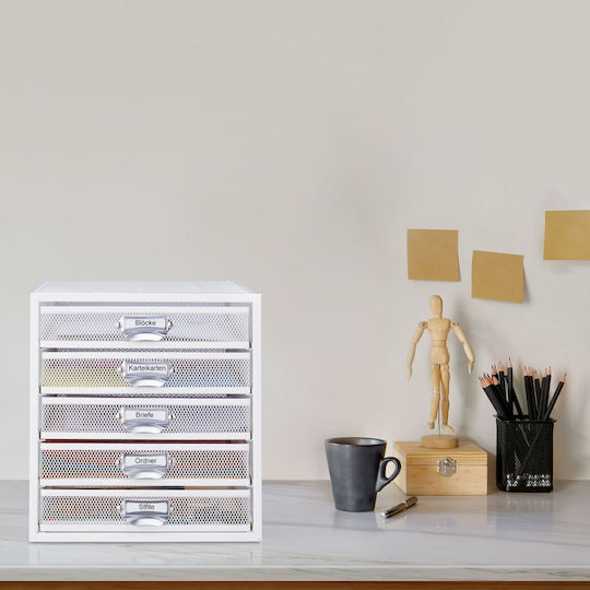 Relaxdays Desktop Drawer 5 Slots 27.5x35.5x29cm White