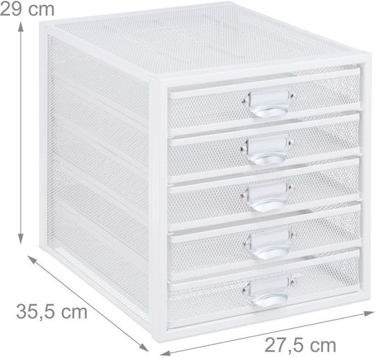 Relaxdays Desktop Drawer 5 Slots 27.5x35.5x29cm White