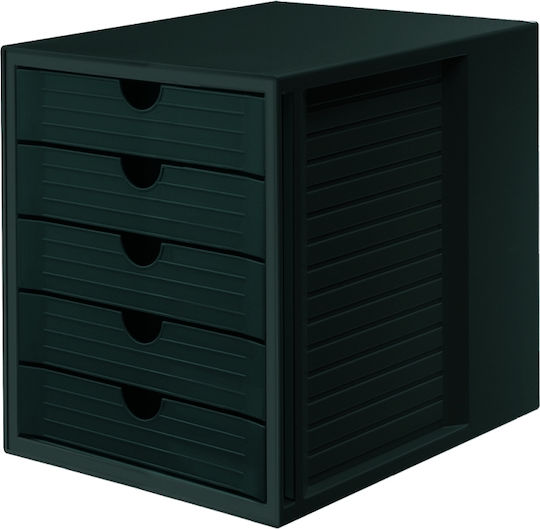 Han Plastic Desktop Drawer 5 Compartments Black