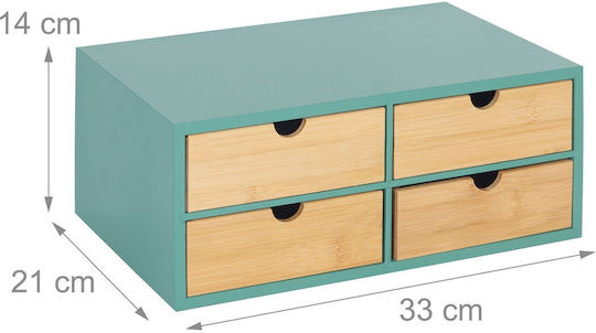 Relaxdays Sertar pentru Birou cu 4 Compartimente 33x21x14cm Verde