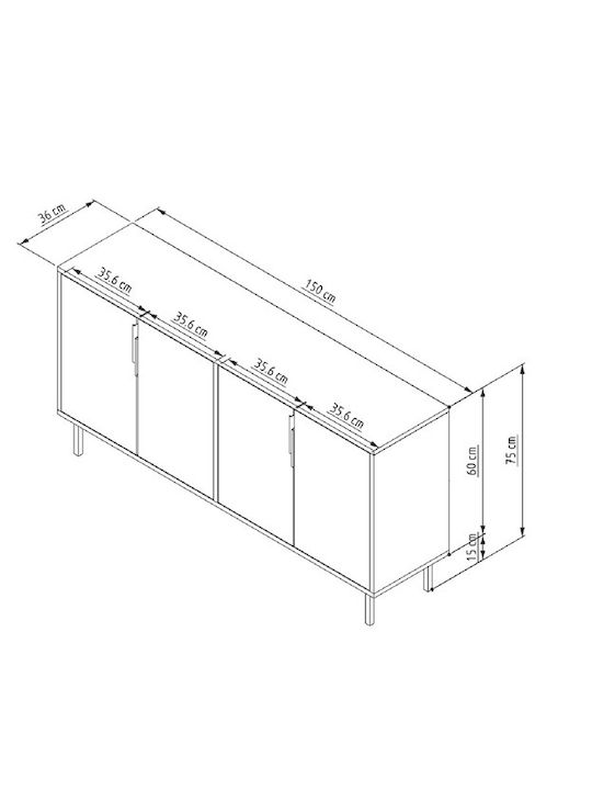 White TV Stand L150xD36xH75cm