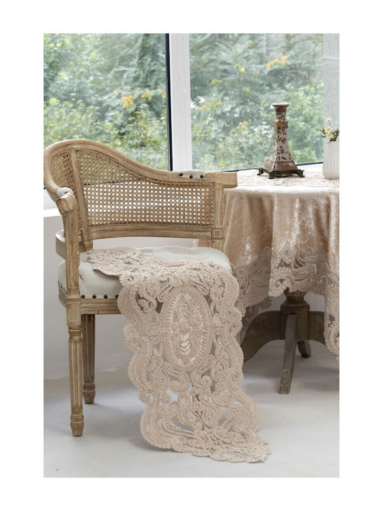 Liolios Home Tablecloth Linen Lt Coffee 40x145cm