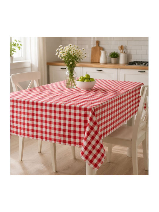 Pucioasa Τραπεζομάντηλο Βαμβακερό Αλέκιαστο Red Checkered 140x180εκ.