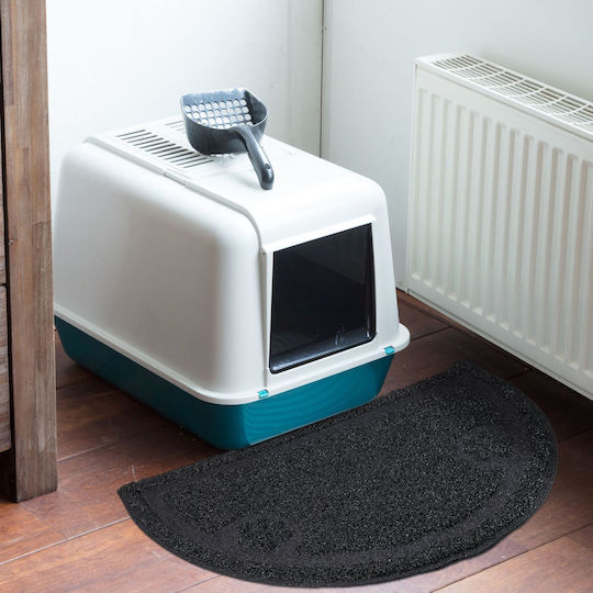 Relaxdays Covoraș Pentru Litieră Pisici Boluri De Mâncare Negre 0.4x40x59 Cm