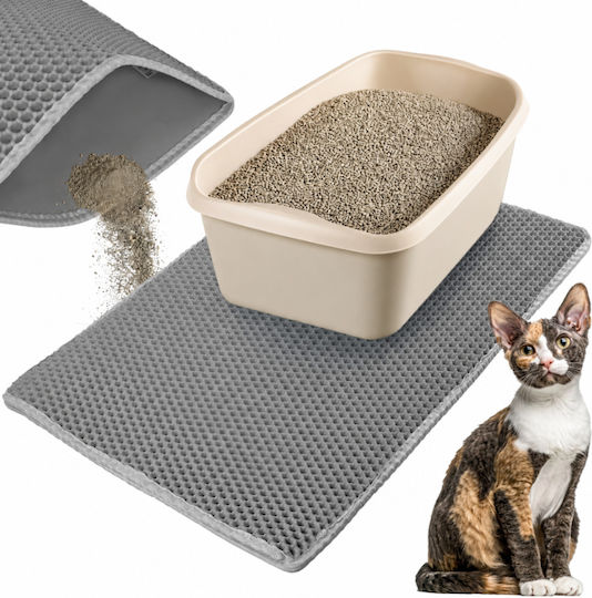 Covoraș De Litter Pentru Pisici Zola XXL Dublu Tip Plasă De Albine Antiderapant Impermeabil 75 X 55 Cm Gri