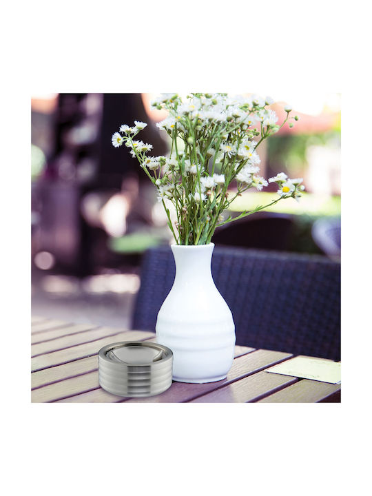 Set 4 Elegant Ashtrays Lid Relaxdays Stainless Steel Silver 7x11.5cm