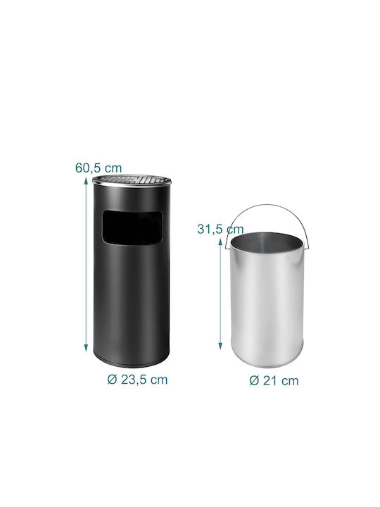 Relaxdays Cenușare Combinată 30l 60,5x23,5cm Metal Vopsit Diverse Culori