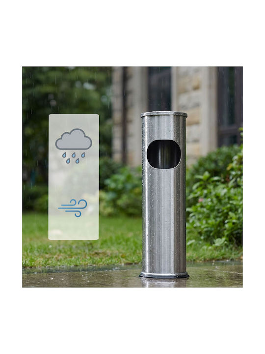 Relaxdays Floor Ashtray 8-liter Trash Bin Silver 56x15x15 Cm