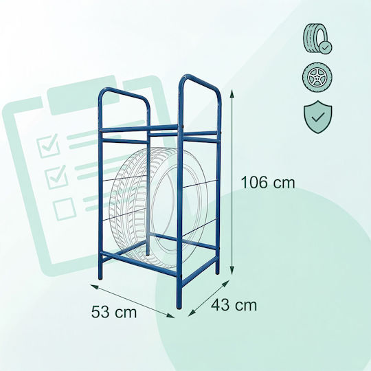 Relaxdays Steel Tire Rack Blue 106x46x53 Cm