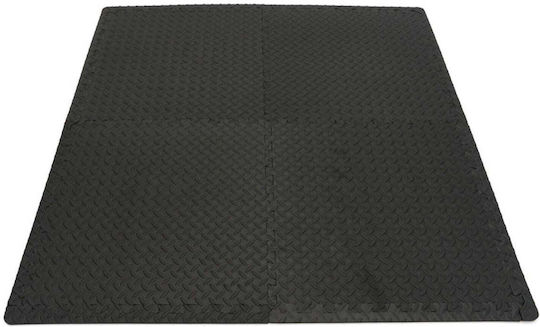 Set Covorașe Pardoseală Cauciuc Neagră 61x61cm 4 Bucăți Hbm Machines
