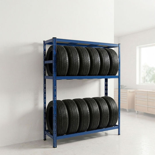 Relaxdays Tire Rack Support Blue 180x40x120 Cm