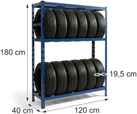 Relaxdays Tire Rack Support Blue 180x40x120 Cm