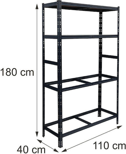 Relaxdays Suport Pentru Anvelope 2 Rafturi Negru 180x40x110 Cm Capacitate 150 Kg Pe Nivel