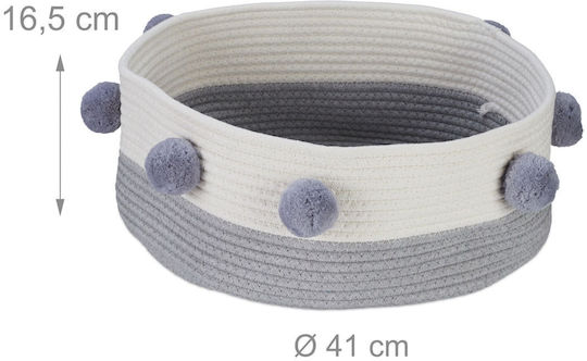 Relaxdays Cotton Cat Basket White Grey 16.5x41x41 Cm