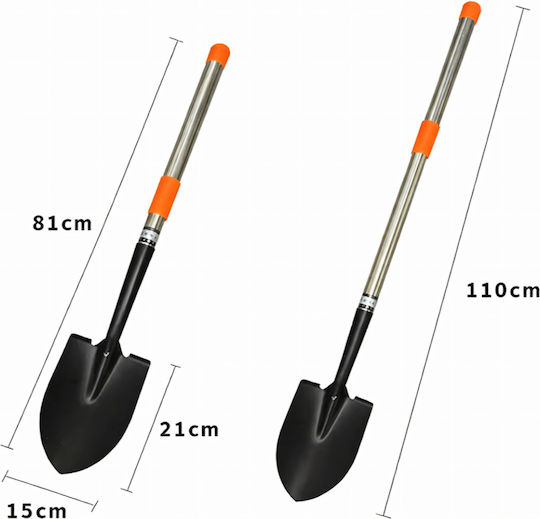 Lopată Telescopică Grădină Zola Lungime Reglabilă 80-110 Cm Oțel Mâner Antiderapant 15 X 21 Cm