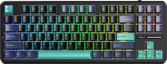Aula F87 Pro Ασύρματο Gaming Μηχανικό Πληκτρολόγιο Tenkeyless με GrayWood V4 διακόπτες και RGB φωτισμό (Αγγλικό US)