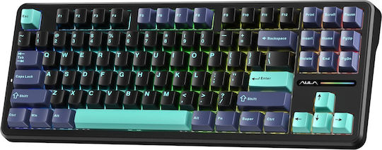 Aula F87 Pro Ασύρματο Gaming Μηχανικό Πληκτρολόγιο Tenkeyless με GrayWood V4 διακόπτες και RGB φωτισμό (Αγγλικό US)