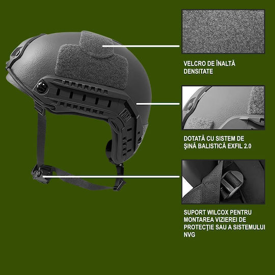 Fast Nij Iiia Ballistic Tactical Helmet Resistant To 9mm 357 Sig 44 Magnum Bullets High Cut Accessories Nvg Compatible Fast Rail 360° Adjustment System Ultra-resistant Aramid Material Size M Black
