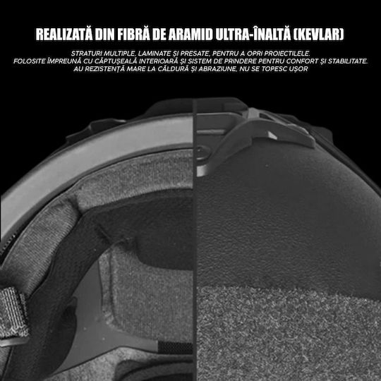 Fast Nij Iiia Ballistic Tactical Helmet Resistant To 9mm 357 Sig 44 Magnum Bullets High Cut Accessories Nvg Compatible Fast Rail 360° Adjustment System Ultra-resistant Aramid Material Size M Black