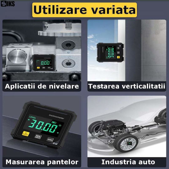 Siks Profesional Inclinometru Digital Nivel Digital Dual Laser Bază Magnetică Pe Patru Părți Transportor Profesional 360 De Grade Ecran Lcd Cu Rotire Automată Rezistent La Șocuri Și Apă Măsurare Unghi Pantă Încărcare Usb-c Negru Gri