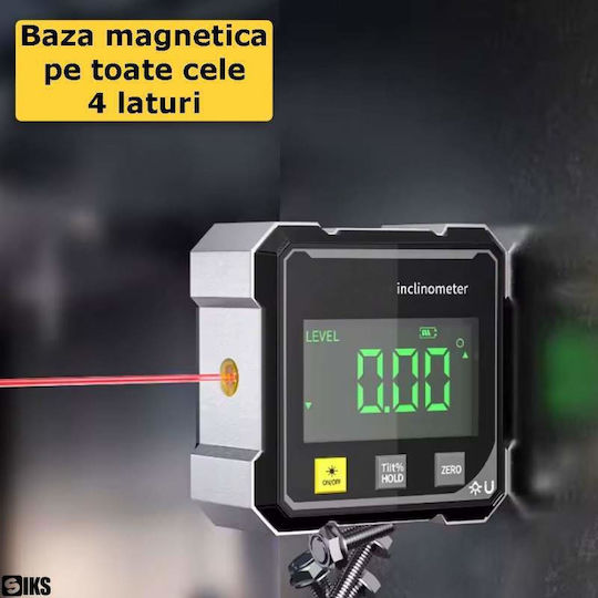 Siks Profesional Inclinometru Digital Nivel Digital Dual Laser Bază Magnetică Pe Patru Părți Transportor Profesional 360 De Grade Ecran Lcd Cu Rotire Automată Rezistent La Șocuri Și Apă Măsurare Unghi Pantă Încărcare Usb-c Negru Gri