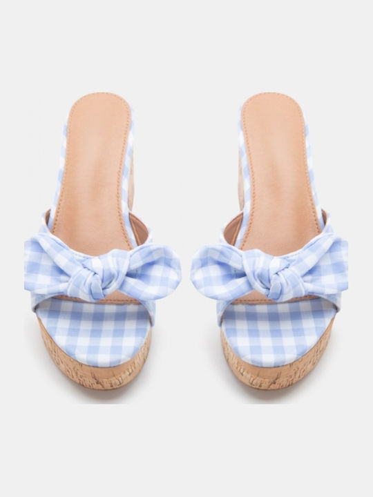 Mules With High Heel In Light Blue Colour