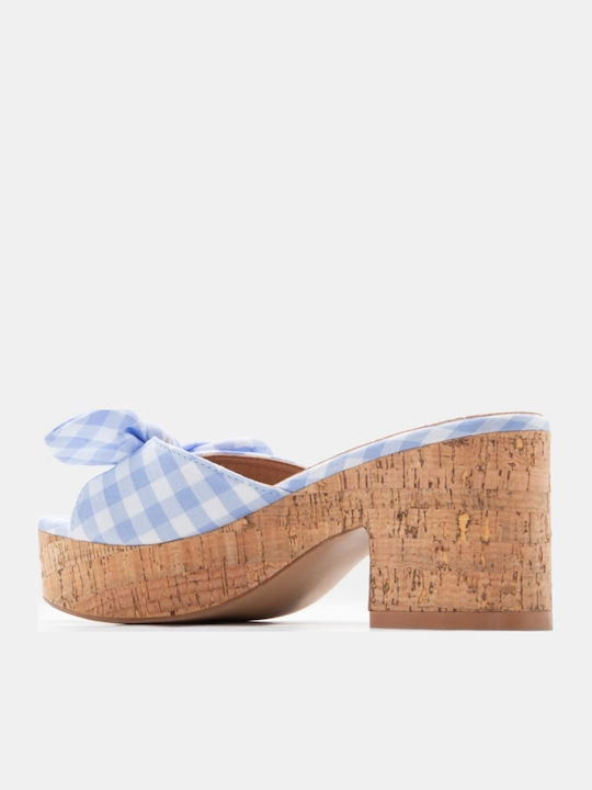Mules With High Heel In Light Blue Colour