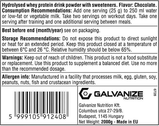 2x Galvanize Nutrition 100 Whey Hydro Zero 2kg 4000гр Шоколад