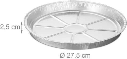 Relaxdays Set Tăvi Rotunde Din Aluminiu 50 Argintii 2.5x27.5x27.5 Cm
