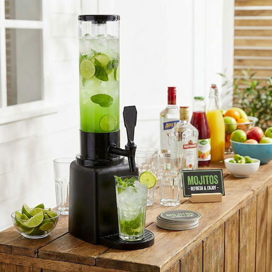 Cheffinger Drinks Dispenser 1.3l Tap Translucent Tank Black Transparent
