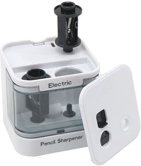 Dublu Ascuțitor Electric Usb Reîncărcabil Baterie 7x7x7 Cm Alb