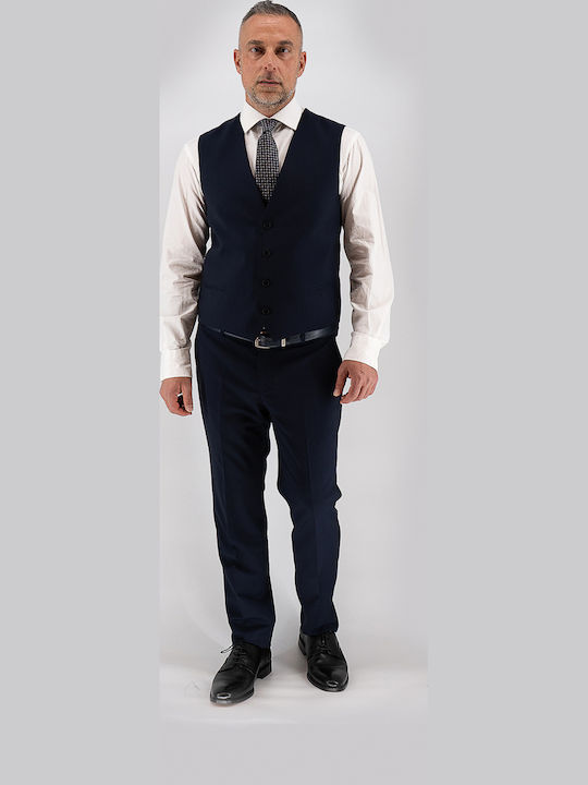Winter Men's Suit with Vest Blue