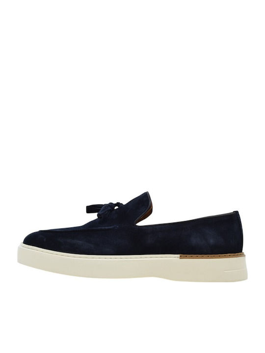 Suede Men's Moccasins in Blue Colour