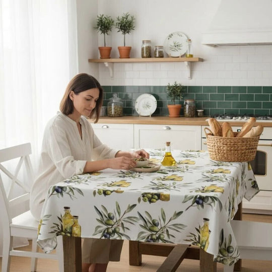 Pucioasa Tablecloth Rotunda Cotton Olive Φ140cm