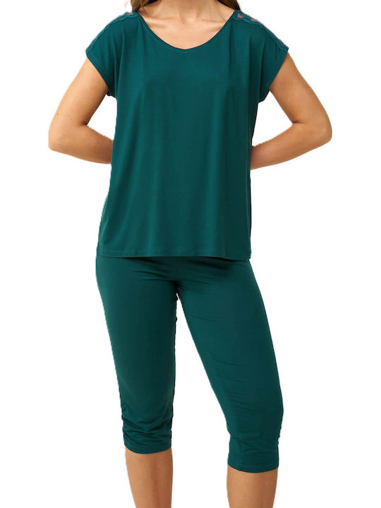 Vamp Vamp Sommer Damen Schlafanzug Set Grün Teal