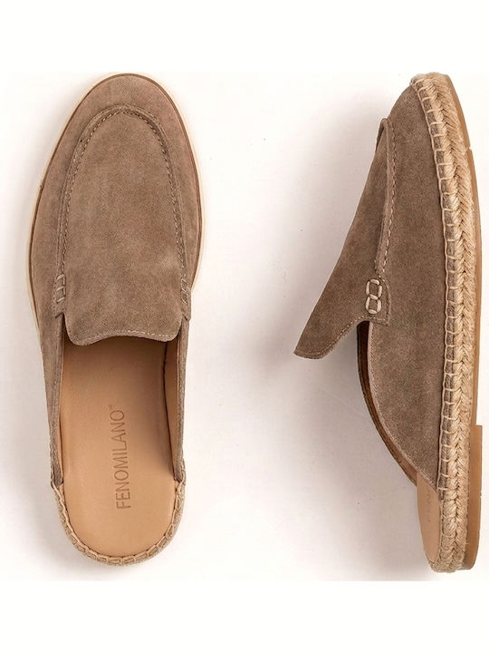 Leather Men's Espadrilles in Brown Colour