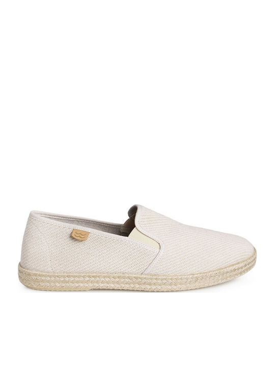 Leather Men's Espadrilles In Beige Colour