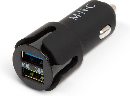 Încărcător Auto 2.4A cu Porturi 2xUSB Culoare Neagră