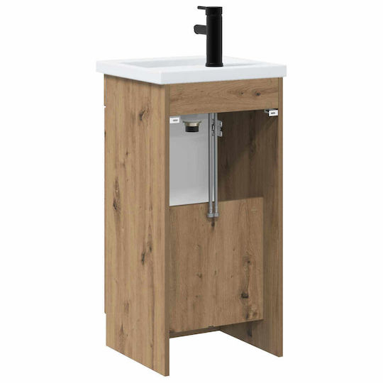 vidaXL Badezimmer Waschtisch-Einheit mit Waschbecken & Spiegel M42xB40xH84.5cm Braun