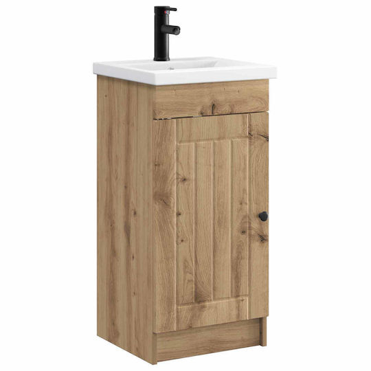 vidaXL Badezimmer Waschtisch-Einheit mit Waschbecken & Spiegel M42xB40xH84.5cm Braun