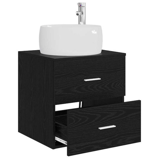 vidaXL Badezimmer Waschtisch-Einheit M49.5xB44.5xH66cm Schwarz Eiche